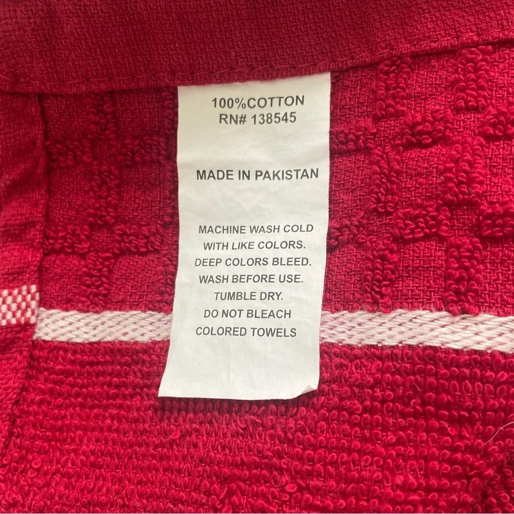 Embroidered Red and White Faith Heart Hand Towel Kitchen Towels NWOT 100% Cotton